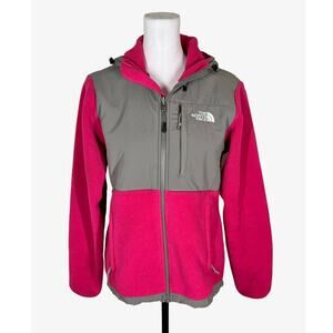 The North Face Pink & Gray Polartec Recycled Hooded Fleece Size Small